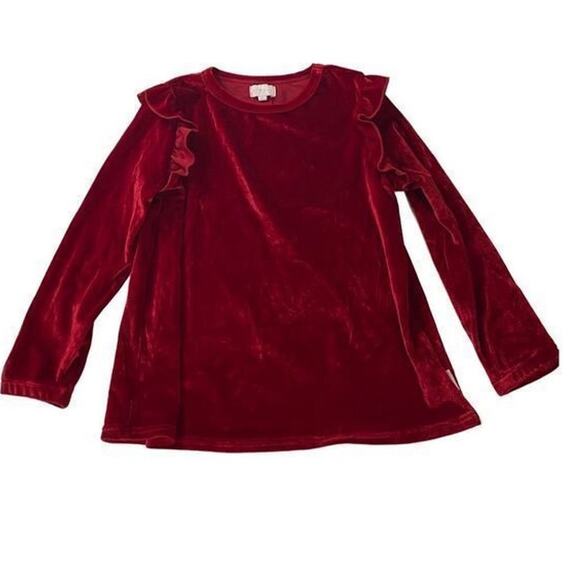 BCBGirl Red Velvet Top and Black Silver Legging Matching set Size 4T New - Picture 6 of 12